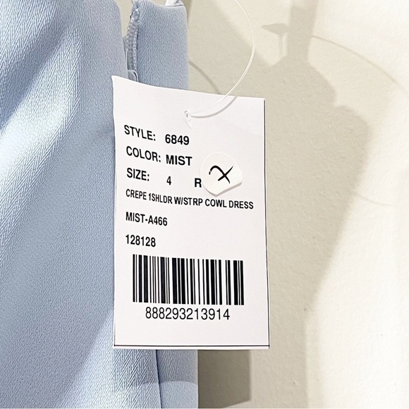 After Six One-Shoulder Draped Cowl-Neck Maxi Dress in Blue Mist Size 4 US NWT - Picture 5 of 8